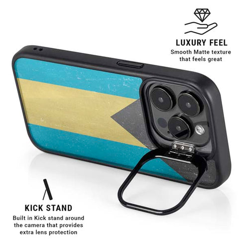 Bahamas Flag Distressed iPhone 15 Pro Max Kickstand Case
